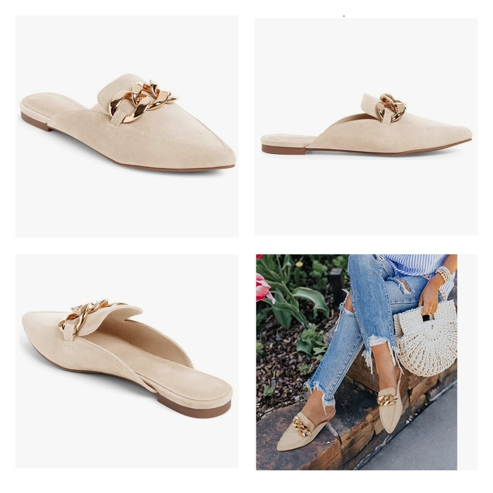 NWOB Pointed Toe Flat Loafers Slides - Size 7